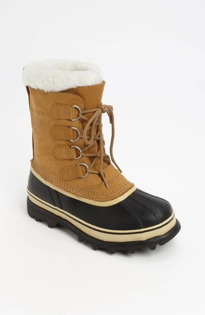 Sorel Caribou Fleece-trimmed Nubuck And Rubber Snow Boots In Neutrals