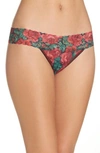 Hanky Panky Floral Printeddlow-rise Lacethong In Cherie Pink