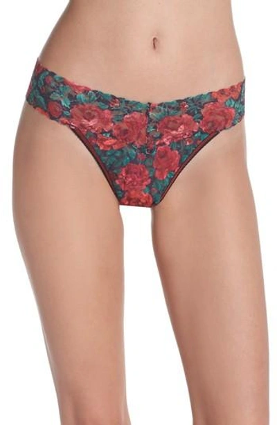 Hanky Panky Printed Original-rise Lace Thong In Cherie Pink