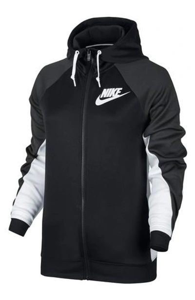 Nike Zip Hoodie In Black/ Anthracite/ White