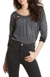 Free People First Love Lace-up Tee In Black