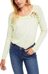 Free People First Love Lace-up Tee In Lime