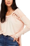 Free People First Love Lace-up Tee In Neutral