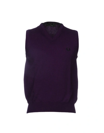 Fred Perry Sleeveless Sweater In Mauve