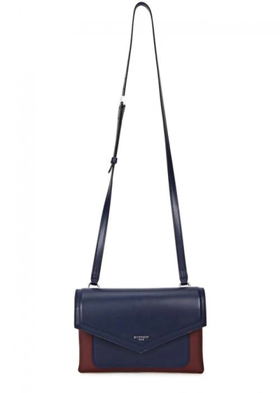 Givenchy Duetto Two-tone Leather Shoulder Bag In Navy