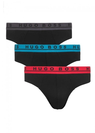 Hugo Boss Black Stretch Cotton Briefs - Set Of Three In Multicoloured