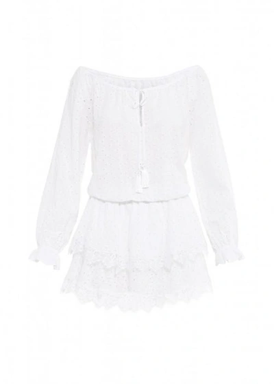 Paolita White Short Lace Trim Dress