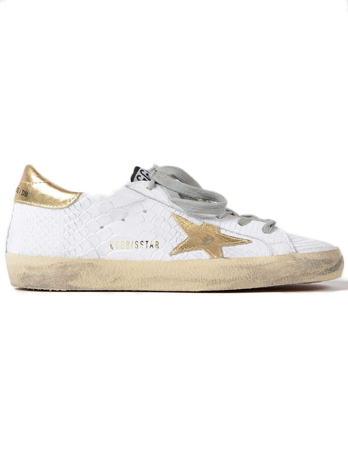 Golden Goose Sneakers Superstar Print Snake Gold Star In White Modesens