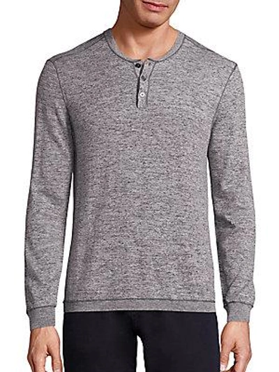 John Varvatos Cotton Heathered Henley In Grey