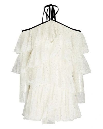 Philosophy Di Lorenzo Serafini Off-the-shoulder Lace Mini Dress In Ivory