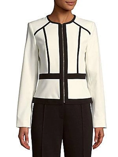 Calvin Klein Pipe Colorblocked Jacket In White