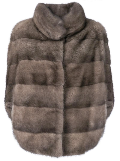 Liska Romea Slit Sleeves Fur Jacket In Silverblue