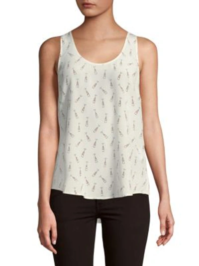 Joie Graphic Silk Tank Top In Porcelain