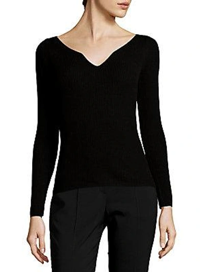 Milly V-neck Wool Top In Black