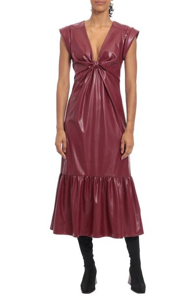 Donna Morgan For Maggy Faux Leather Midi Dress In Burgundy