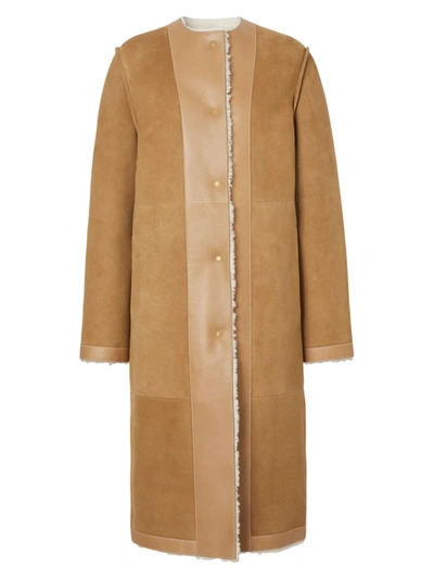 Burberry Women's Lyras Reversible Suede & Shearling Coat In Brown