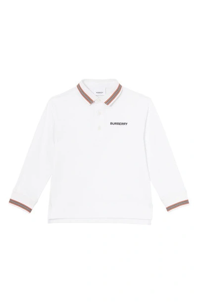 Burberry Kids' Little Boy's & Boy's Christo Long-sleeve Polo Shirt In White