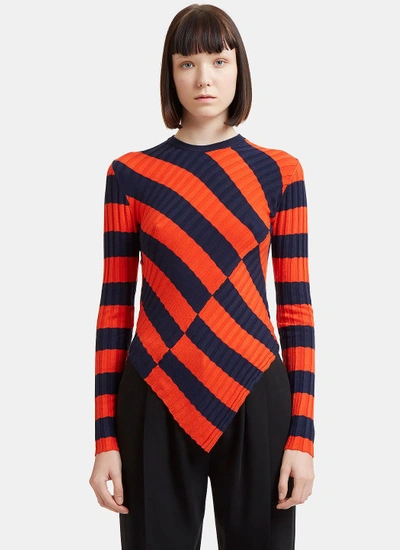Altuzarra Asymmetric Striped Rib Sweater In Orange