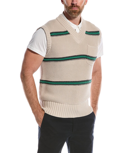 Ted Baker Bantham Striped V-neck Cotton-knit Vest In Brown