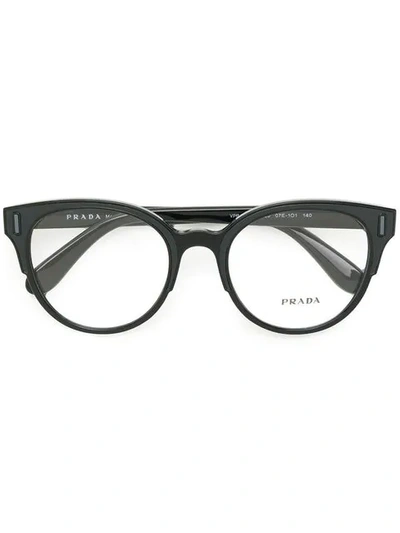 Prada Rounded Cat Eye Glasses In Black