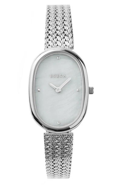 Breda Jane Mesh Strap Watch, 23mm In White/silver