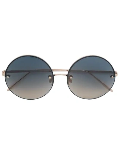 Linda Farrow Round Sunglasses In Metallic