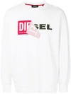 Diesel Samy Crew Neck Logo Pullover In White