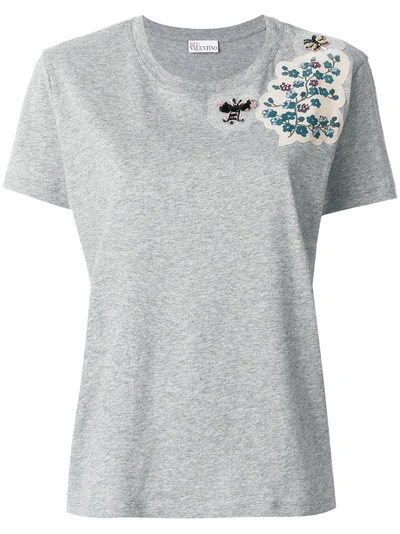 Red Valentino Bug Patch T In Grey