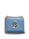 Fendi Kan I Logo Small Leather Cross-body Bag In Light Blue