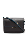 Marni Trunk Medium Saffiano-leather Shoulder Bag In Black Blue