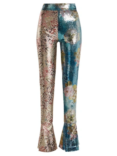 Halpern High-rise Sequin-embellished Skinny Trousers In Blue Multi