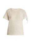 Jw Anderson Contrast-sleeve Ribbed-jersey T-shirt In Cream