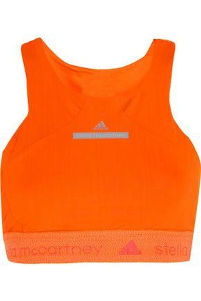 Adidas By Stella Mccartney Woman Running Climachill&reg; Stretch Sports Bra Bright Orange