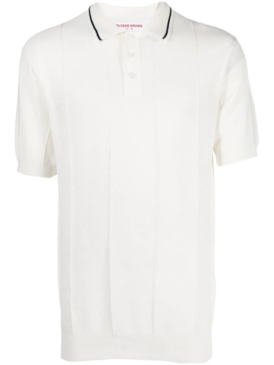 Orlebar Brown Maranon Striped-collar Cotton-knit Polo Shirt In White