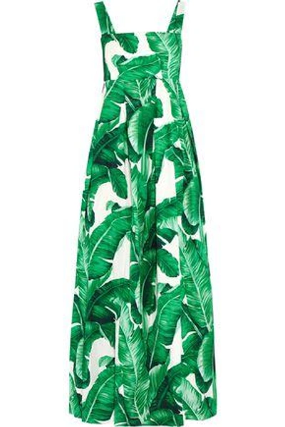 Dolce & Gabbana Printed Cotton Maxi Dress In Green