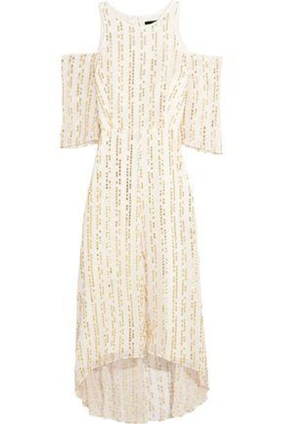 Tibi Woman Bella Cutout Metallic Fil Coupé Silk-blend Maxi Dress White