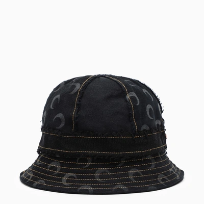 Marine Serre Moon-print Baseball Cap In Blue Denim In Black