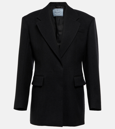 Prada Black Wool Single-breasted Blazer In Nero