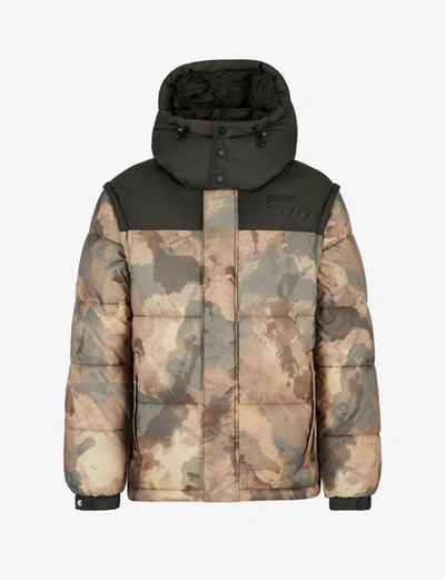 Armani Exchange camouflage-print Hooded Puffer Jacket - Green