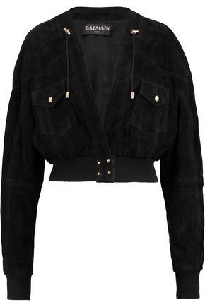 Balmain Woman Leather Bomber Jacket Black | ModeSens