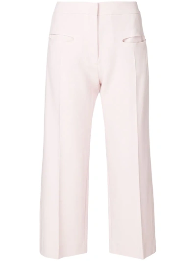 Carven Wide Leg Cropped Pants In Rose Pastel