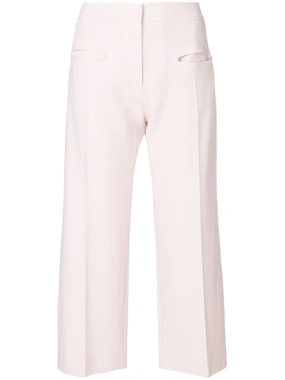 Carven Wide Leg Cropped Trousers In Pastel Pink