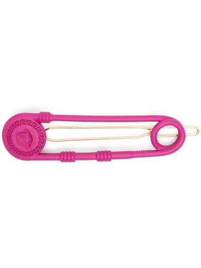 Versace Medusa Safety Pin Hair Clip In Pink