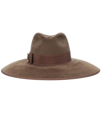 Gucci Embellished Rabbit-felt Hat In Brown