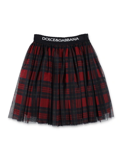 Dolce & Gabbana Checked Tulle Skirt In Multicolore