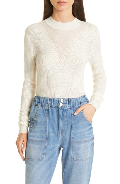 Veronica Beard Makani Pointelle Knit Pullover Sweater In Ivory