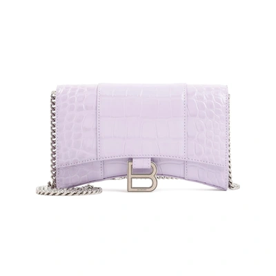 Balenciaga Hourglass Wallet On Chain Bag In Pink &amp; Purple