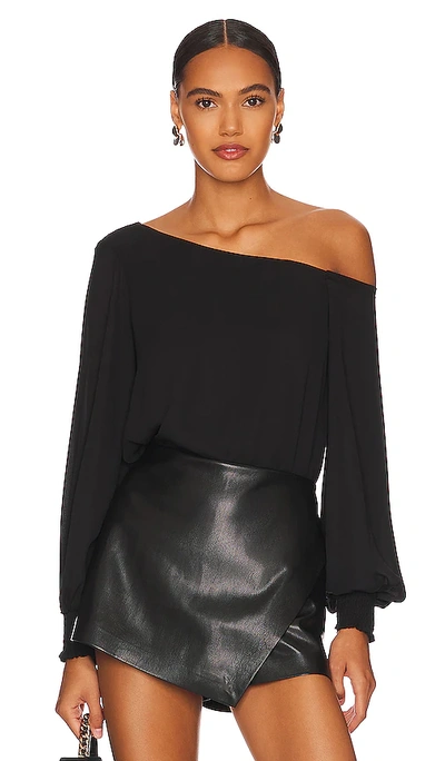 Krisa One Shoulder Blouse In Black