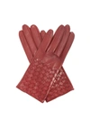 Bottega Veneta Intrecciato Leather Gloves In Burgundy