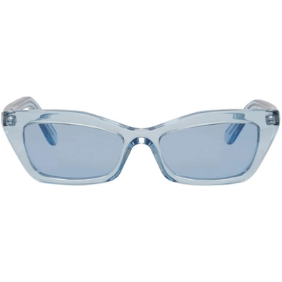 Balenciaga Runway Cat-eye Shiny Sunglasses, Blue In 84v Shinytr